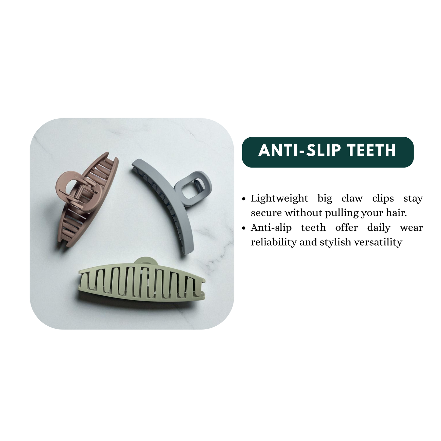 Large Matte Claw Clips for Women | Pack of 3