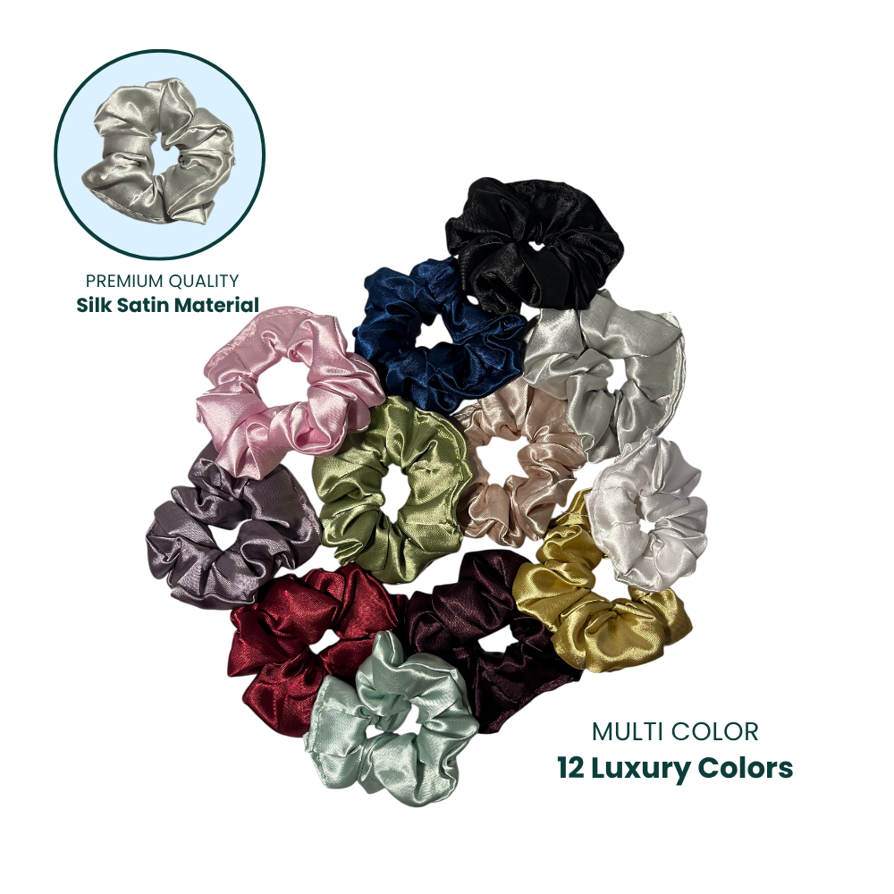 Silk Satin Scrunchies for Women | Pack of 12