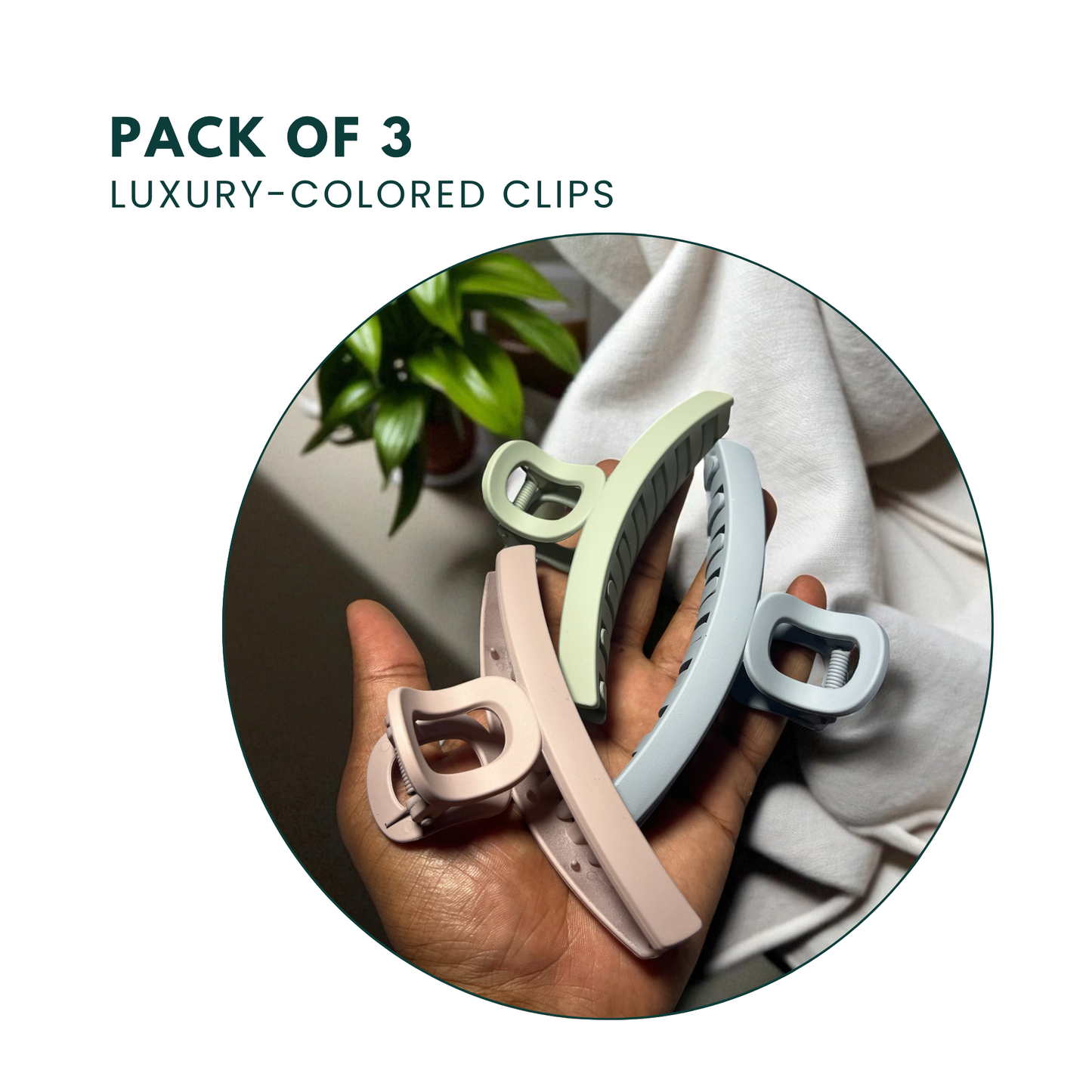 Large Matte Claw Clips for Women | Pack of 3