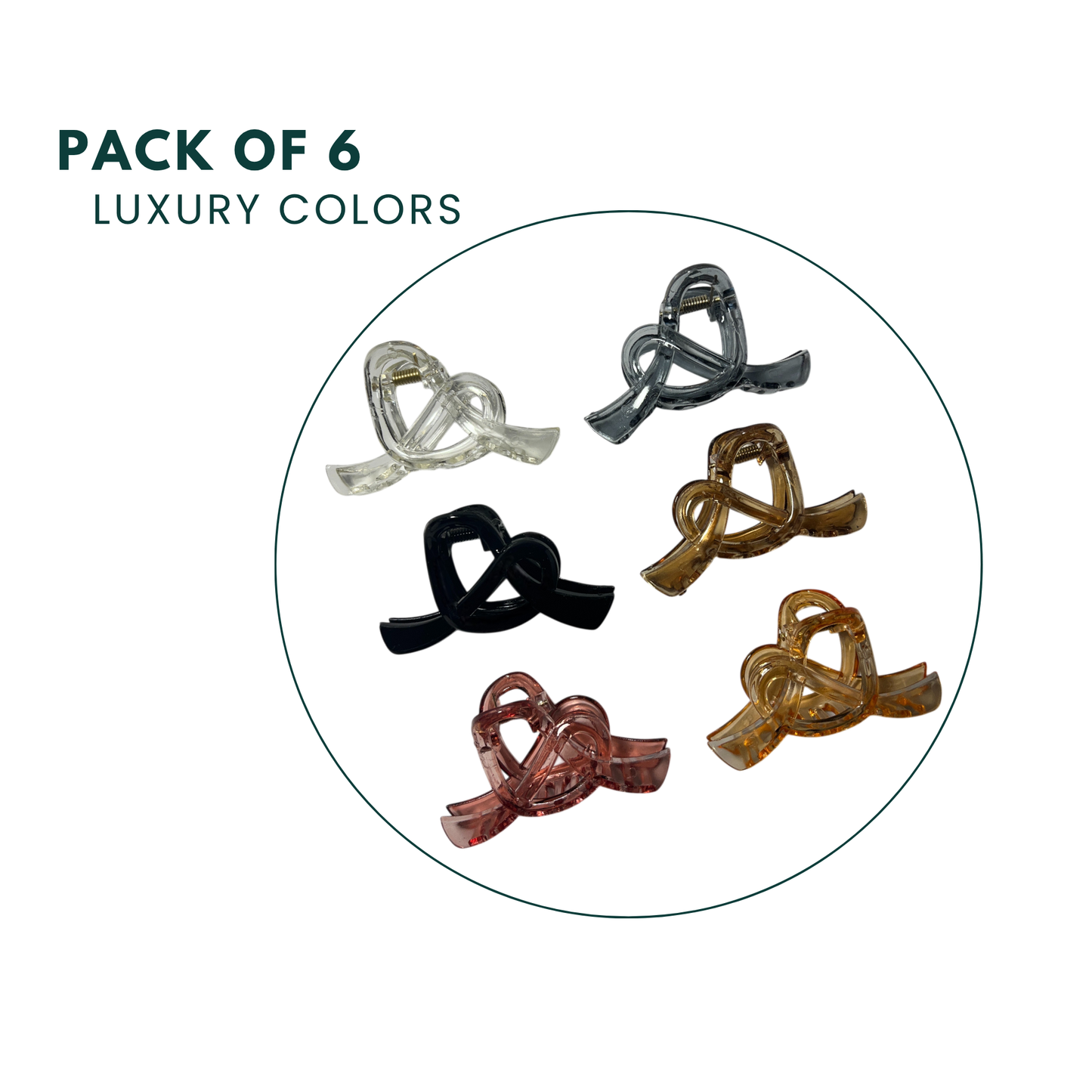 Korean Style Claw Hair Clips Pack of 6 | Acrylic Shark Teeth Clips for Women & Girls