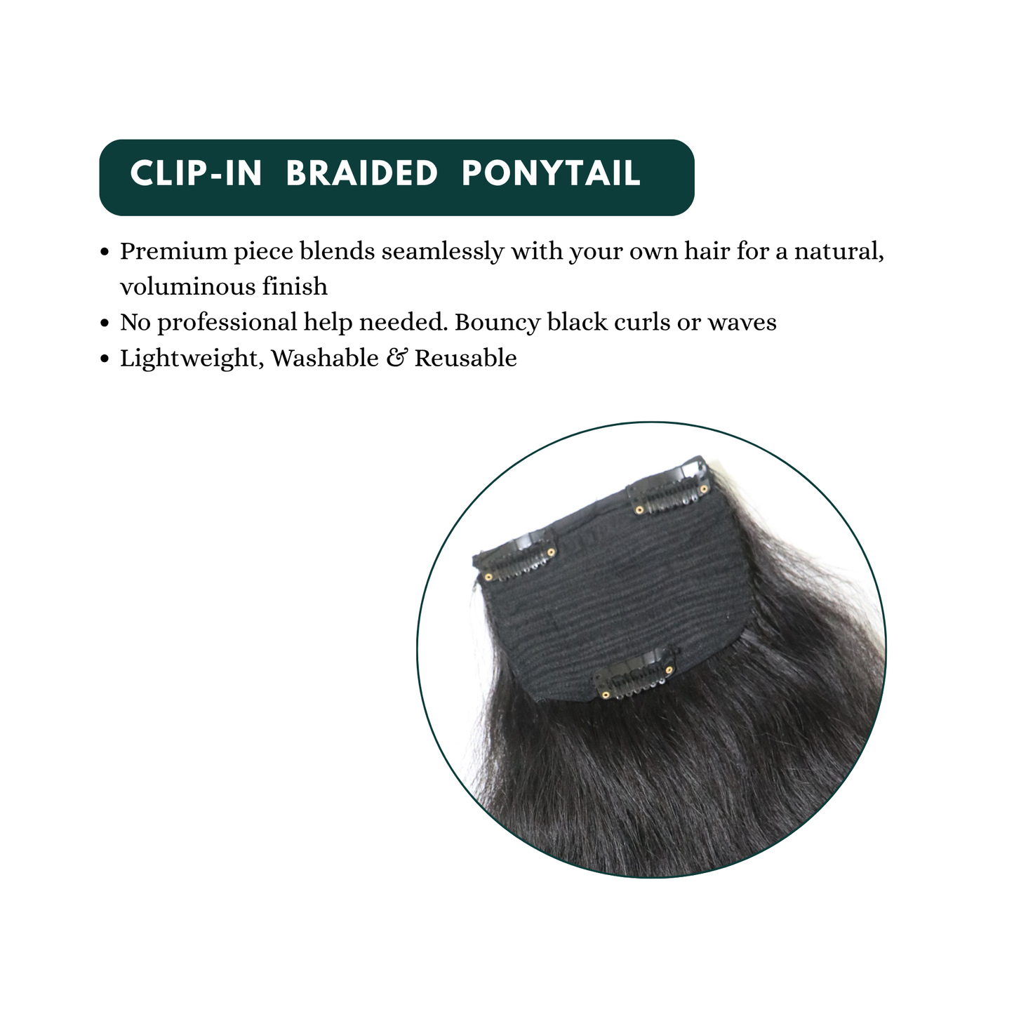 Aetyka's clip-in braided ponytail human hair extension explanation