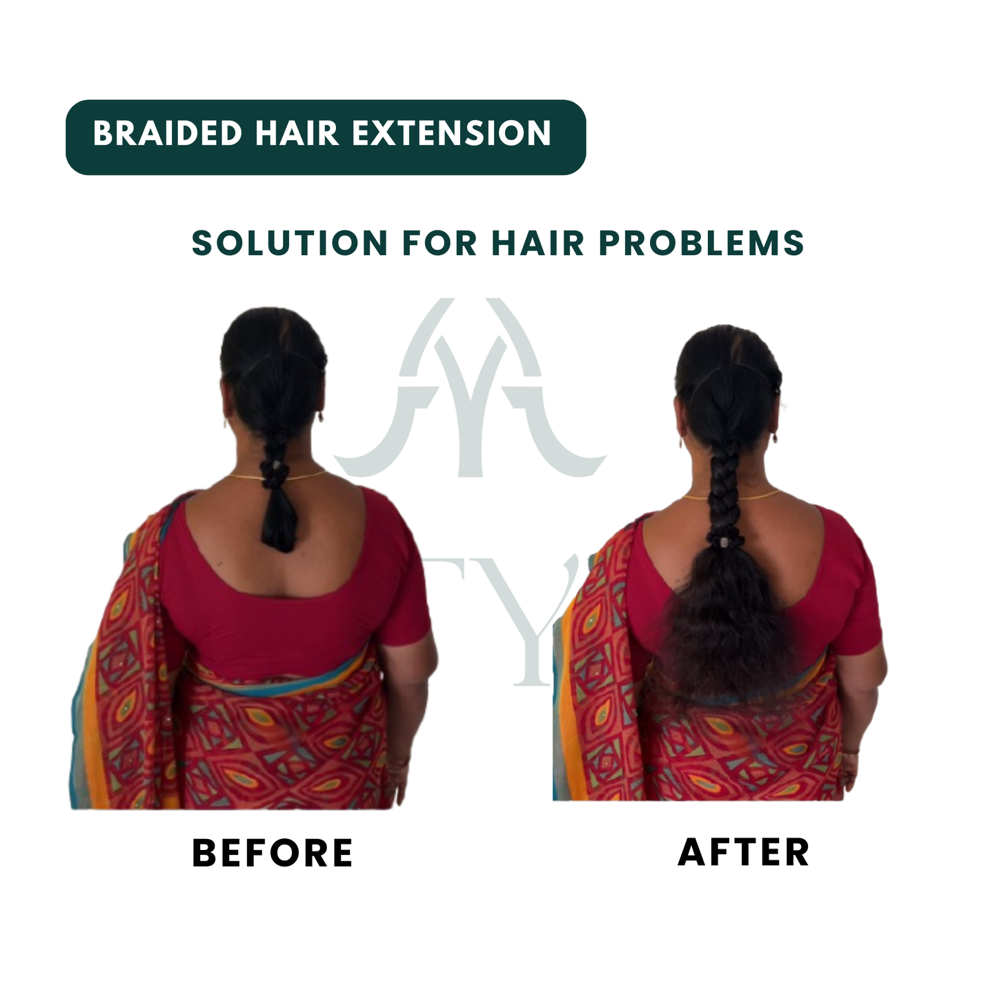 Before and After braided hair extension